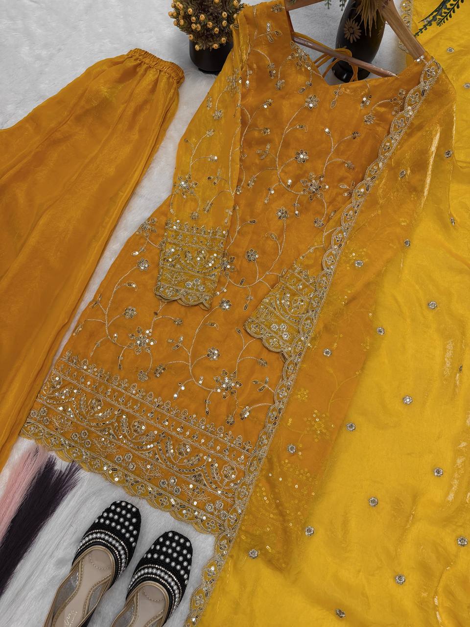 Saffron Yellow Heritage Tie-Back Set